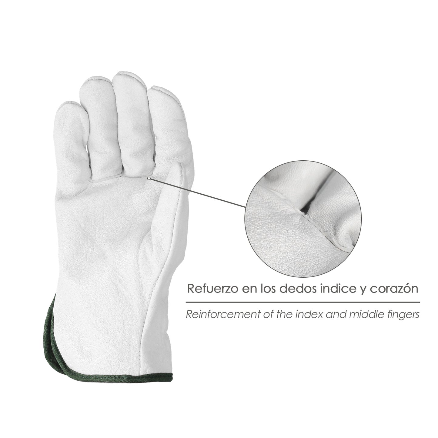 Guantes De Trabajo De Piel Flor De Vacuno, Proteccion Laboral, Riesgos Mecanicos, Guantes De Seguridad De Cuero. Talla 10" (Par)