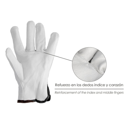 Guantes De Trabajo De Piel Flor De Vacuno, Proteccion Laboral, Riesgos Mecanicos, Guantes De Seguridad De Cuero. Talla 11" (Par)