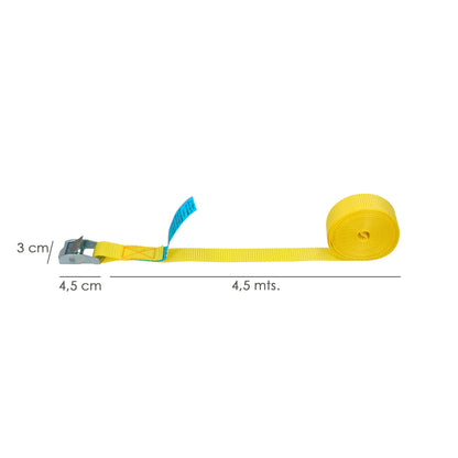 Cinta De Amarre Con Trinquete 4,5 metros x 25 mm.(2 Unidades) Trinquete Metalico Automatico, Cincha, Eslinga, Correa Sujeción