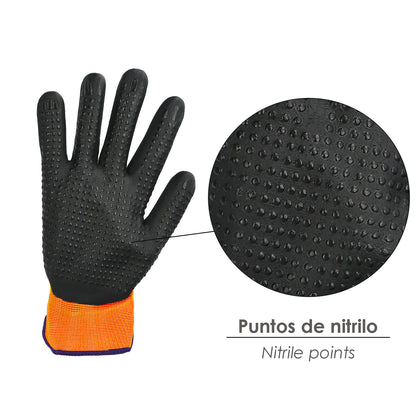 Luvas de nylon com palma de espuma e pontos de toque de nitrilo 6" (par)