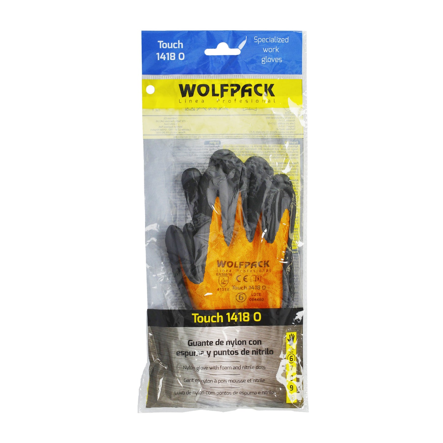 Guantes Nylon Con Palma En Foam y Puntos Nitrilo Touch 7" (Par)