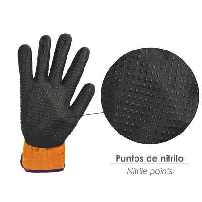 Luvas de nylon com palma de espuma e pontos de toque de nitrilo 9" (par)