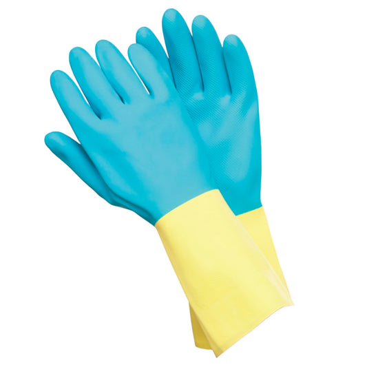 Luvas bicolores de neoprene/látex tamanho M (par)