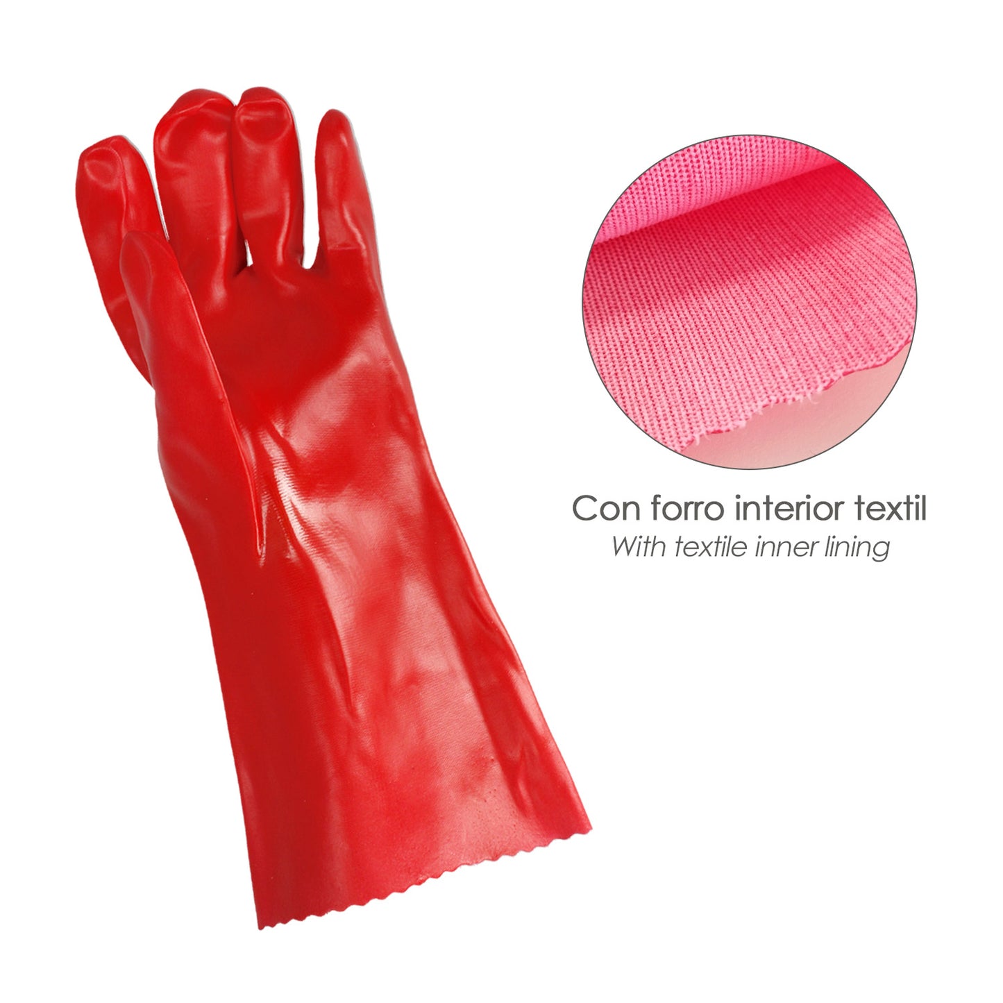 Guantes Pvc Rojo 35 cm. (Par)