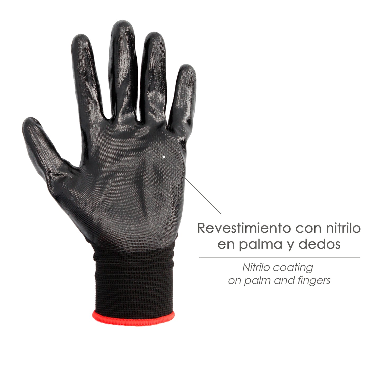 Luvas de nitrilo/náilon impregnadas de 6" (par)