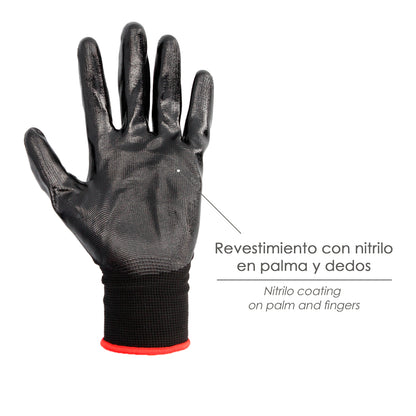Luvas de nitrilo/náilon impregnadas de 6" (par)