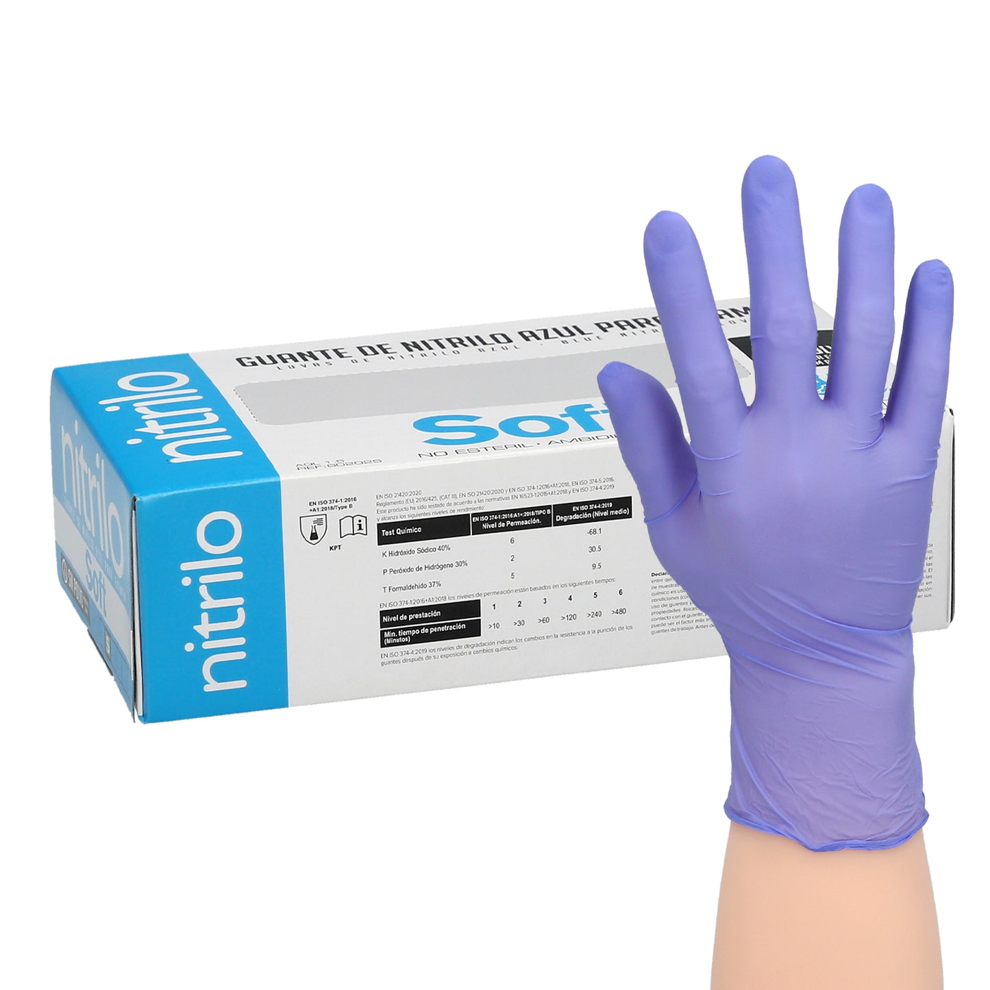 Guante Desechable Nitrilo Azul  S 3,5 gms. Caja 100 unidades.