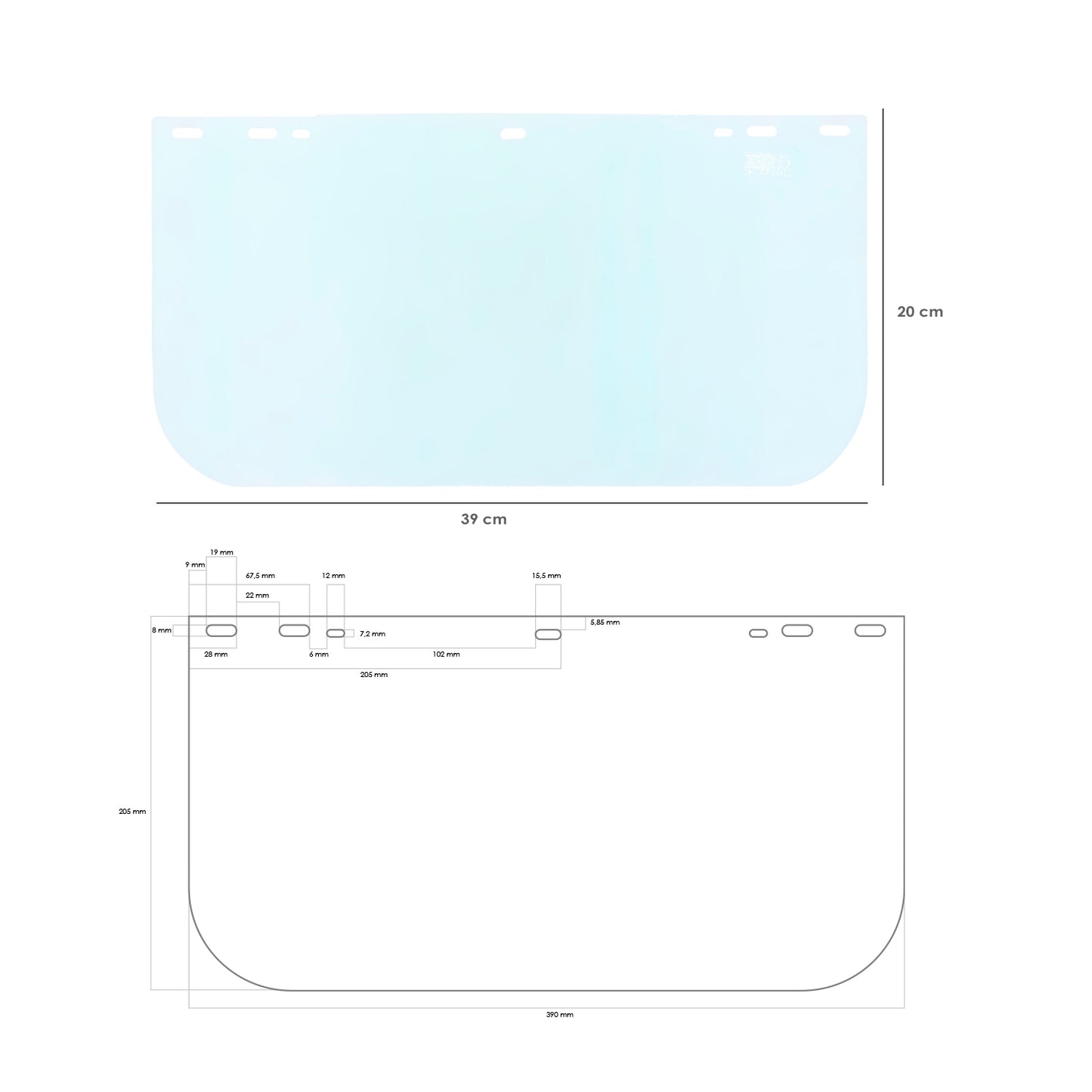 Protector Facial Con Arnes Ajustable Pantalla Policarbonato 390x200 mm. visera Seguridad, Anti Impactos, Casco Desbrozadora