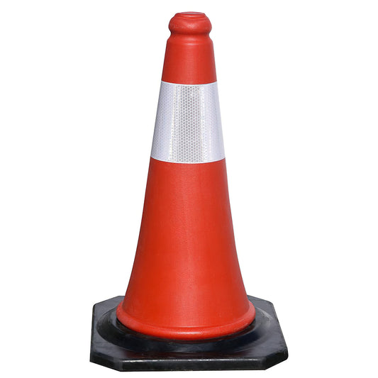 Cone de Sinalização com Base em Borracha 75 cm. reflexivo