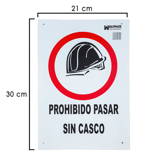 Sinal de Proibido Passar Sem Capacete 30x21 cm.