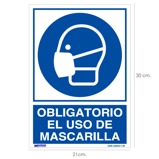 Cartaz Obrigatório de Uso de Máscara 30x21 cm.
