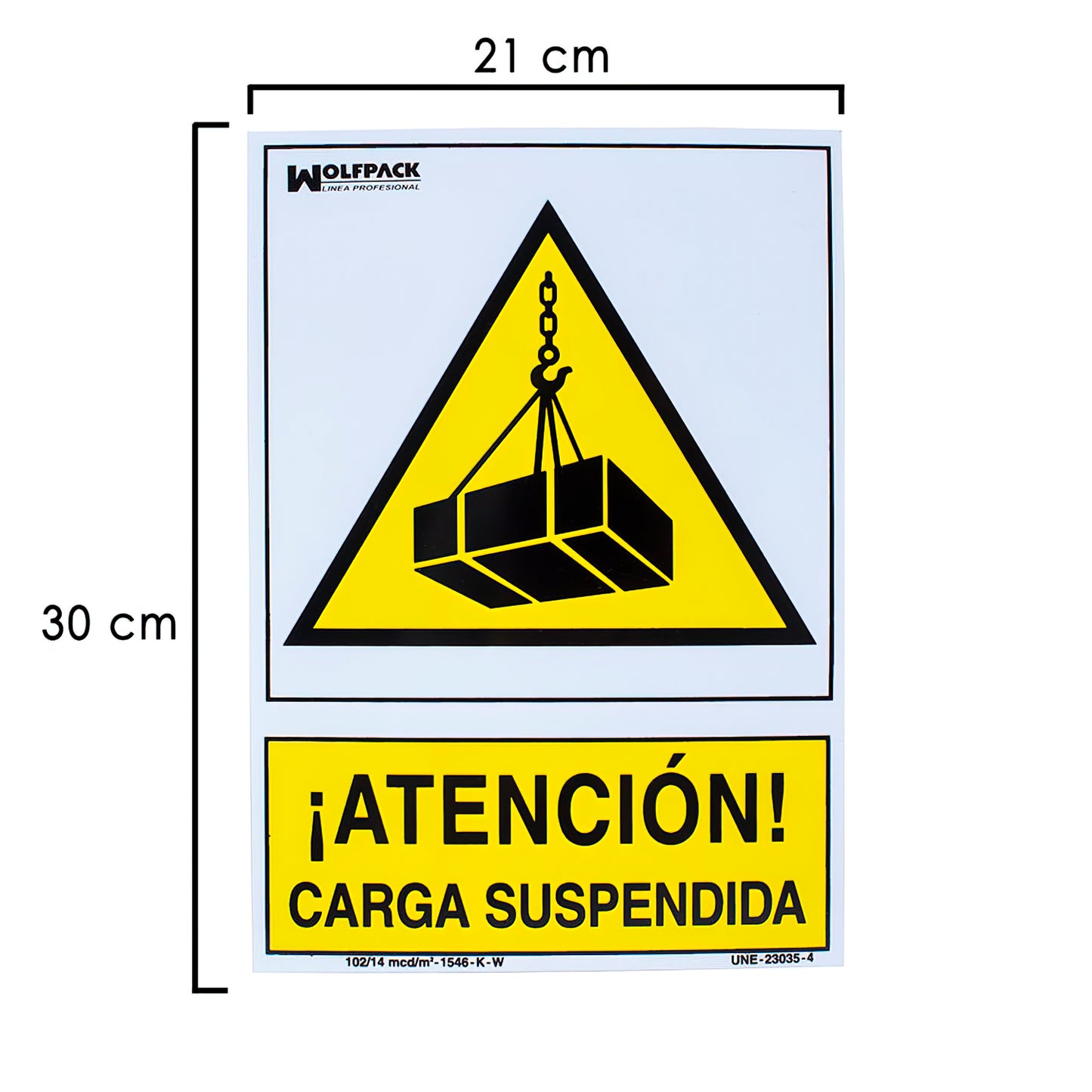Cartaz de Perigo de Carga Suspenso 30x21 cm.