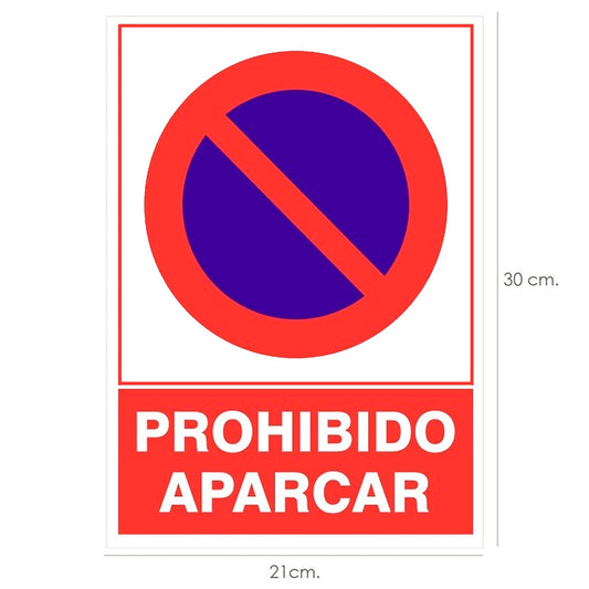 Placa de proibição de estacionamento 30x21 cm.