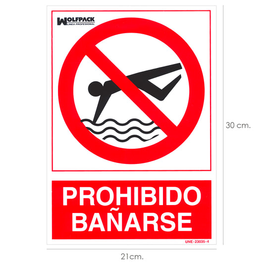Cartaz Proibido Tomar Banho 30x21 cm.