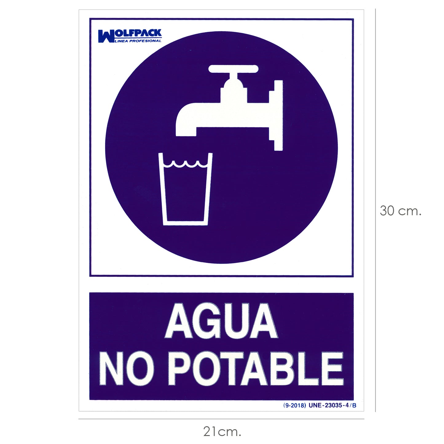 Cartaz Água Não Potável 30x21cm.