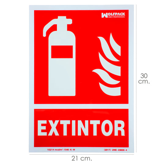 Poster / Sinalizador Fluorescente Extintor 30x21 cm.