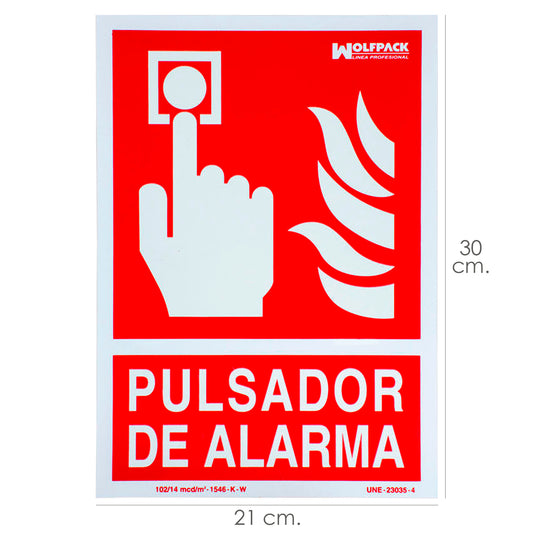 Poster / Botão de Alarme Sinal Fluorescente 30x21 cm.