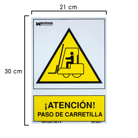 Placa de Atenção Empilhadeira 30x21 cm.
