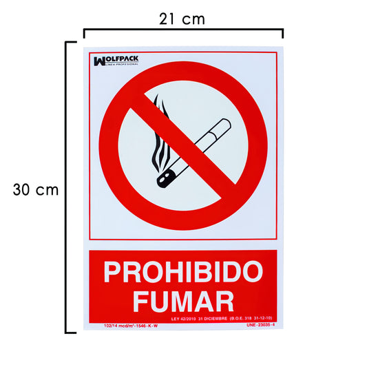Sinal de Proibido Fumar 30x21 cm.