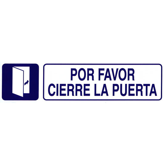 Etiqueta adesiva 250x63 mm. Por favor, feche a porta