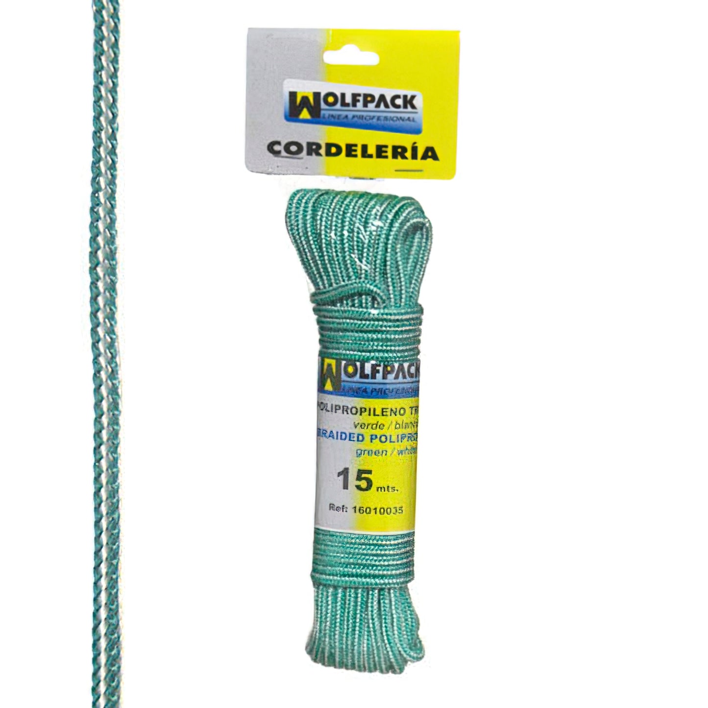 Corda Trançada de Polipropileno Branco/Verde (Meada 15 m.)