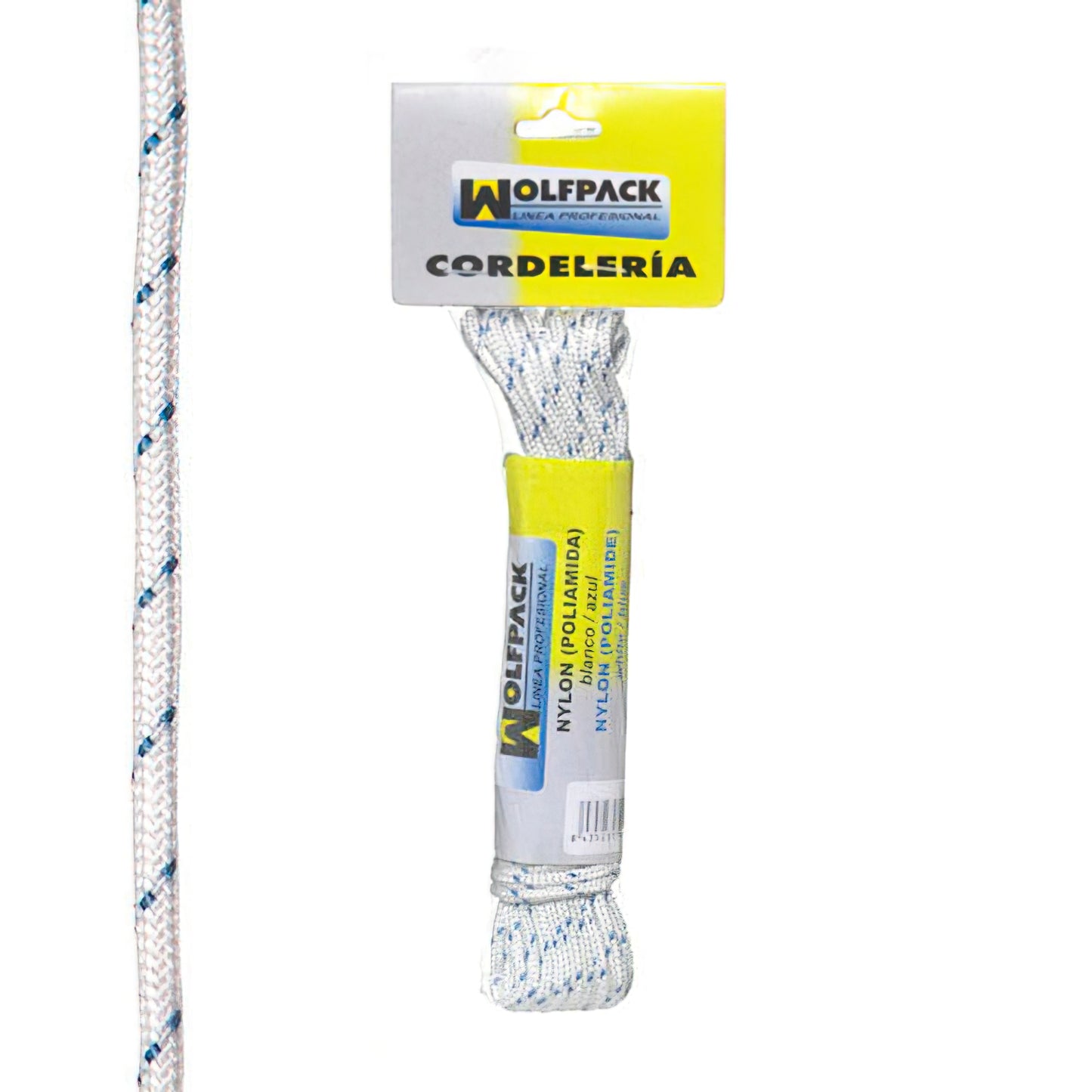 Cuerda Nylon Alta Tenacidad Blanca / Azul (Madeja 10 m.)