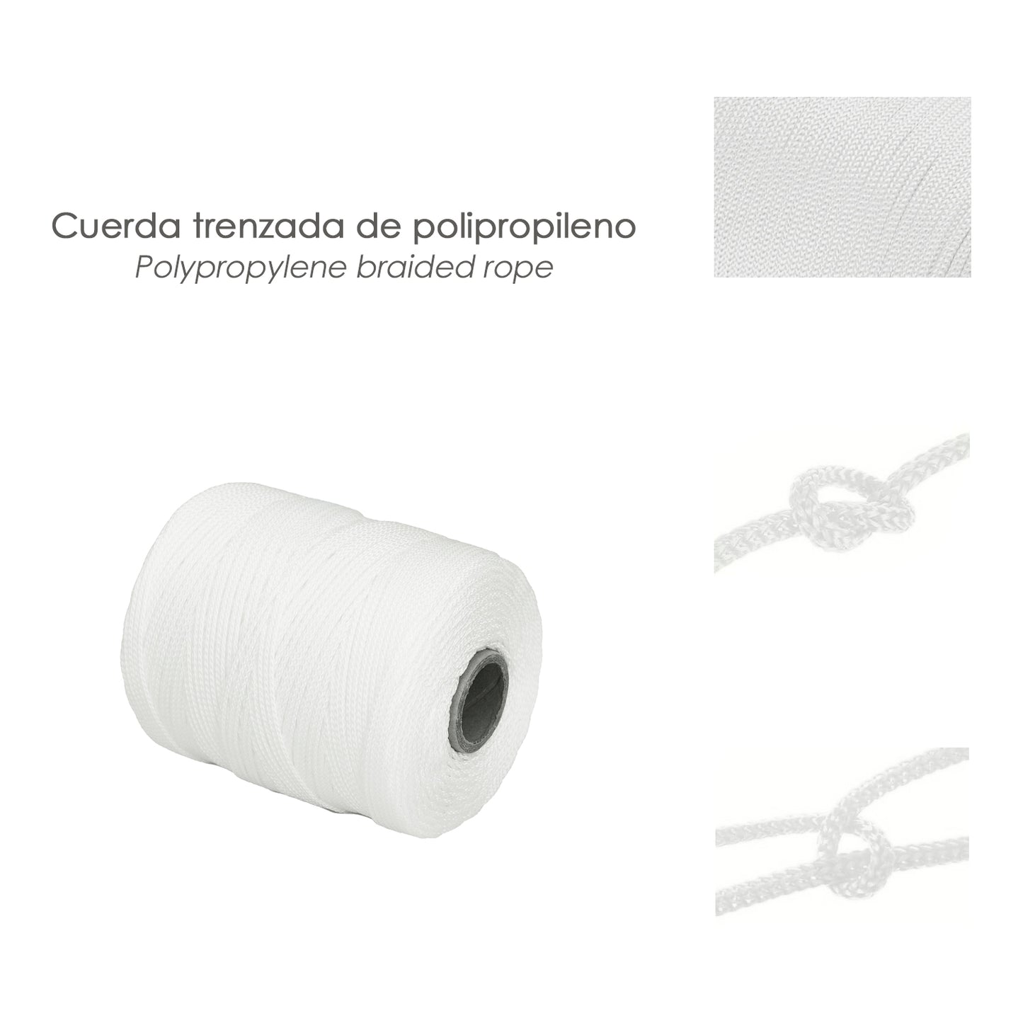 Corda trançada de polipropileno branco (bobina de 200 metros)