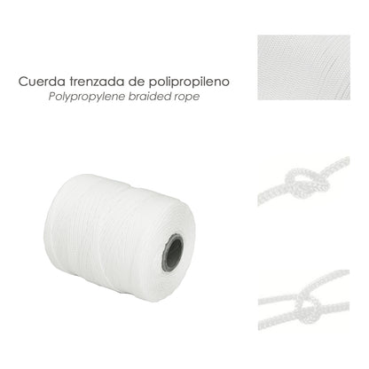 Corda trançada de polipropileno branco (bobina de 200 metros)