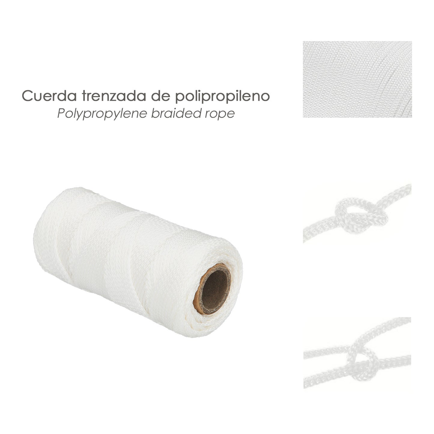 Corda trançada de polipropileno branco (bobina de 50 metros)