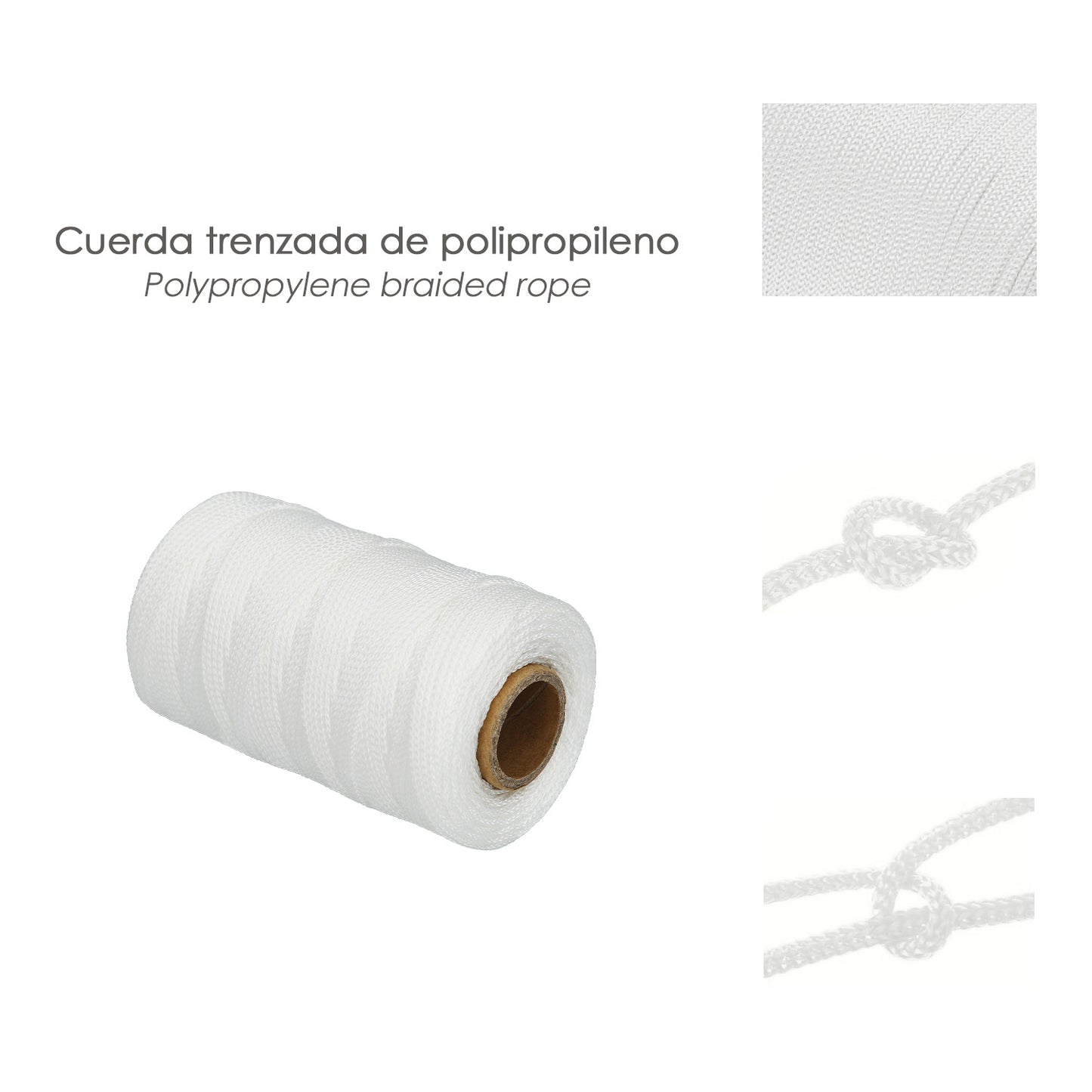 Corda Trançada de Polipropileno Branco (Bobina 100 Metros)