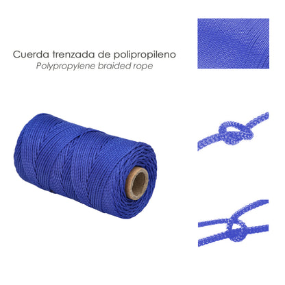Corda trançada de polipropileno azul (bobina de 100 metros)