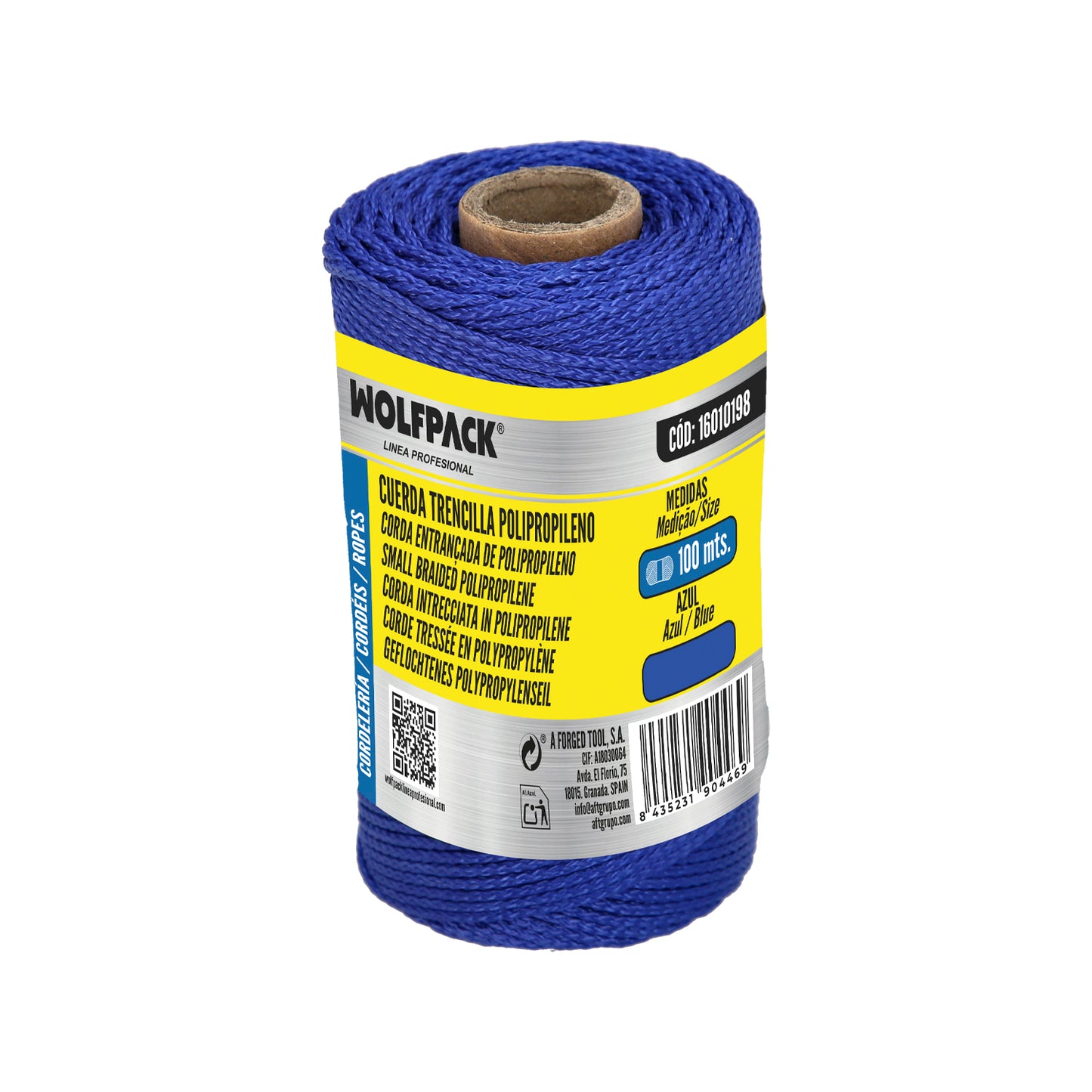 Corda trançada de polipropileno azul (bobina de 100 metros)