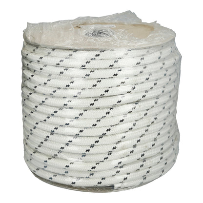 Corda Trançada Poliéster Branco / Azul 6 mm. bobina de 200 metros.