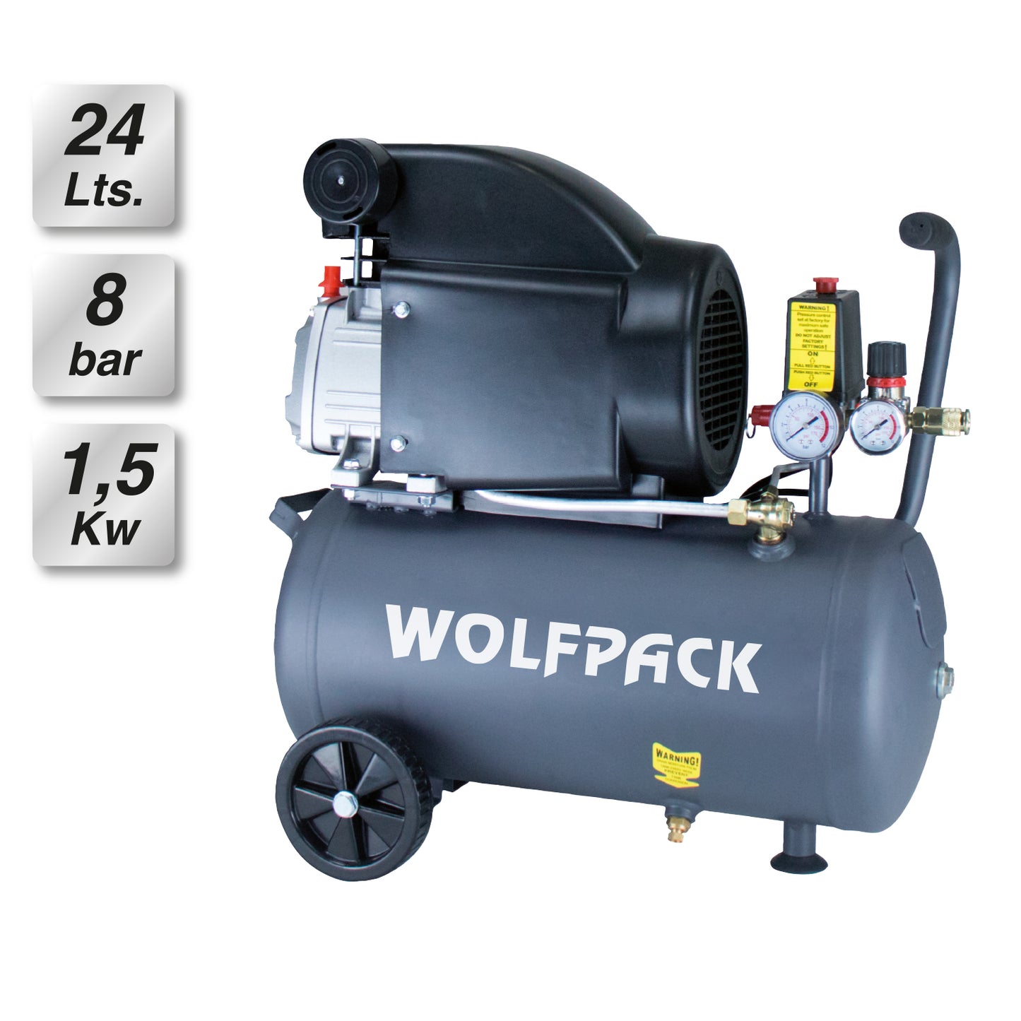 Compressor de ar Wolfpack 24 litros / 8 barras / 1,5 Kw - 2,0 HP