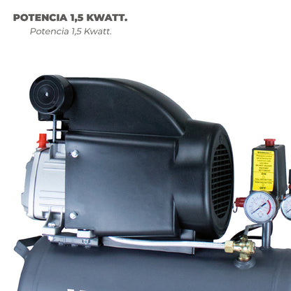 Compresor Aire Wolfpack 24 Litros / 8 Bares / 1,5 Kw - 2,0 HP