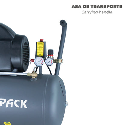 Compresor Aire Wolfpack 50 Litros / 8 Bares / 1,5 Kw - 2,0 HP