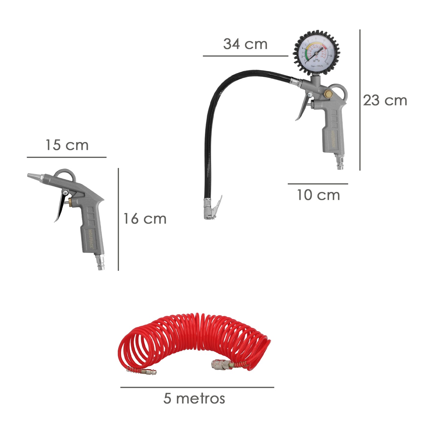 Kit Accesorios Para Compresor 3 Piezas Con Enganche Rapido, Juego de Herramientas Neumaticas Para Compresor.