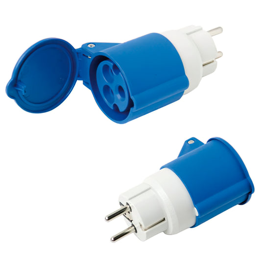Adaptador industrial Schuko Cetac simples 2p com capa