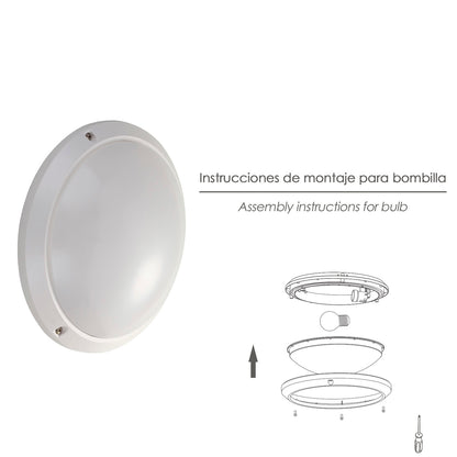 Lampara Plafon Interiores / Exteriores IP45 Portalamparas E27 Ø 27 x 9,5 cm.