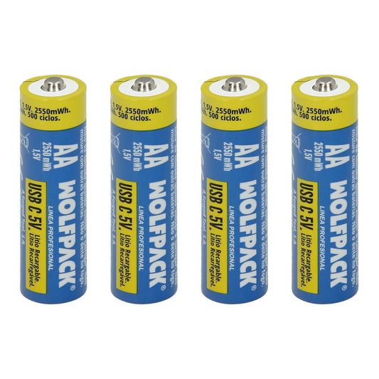 Pila Litio Recargable "AA" 1,5V USB-C (4 Unidades)