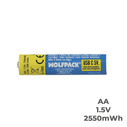 Pila Litio Recargable "AAA" 1,5V USB-C (4 Unidades)