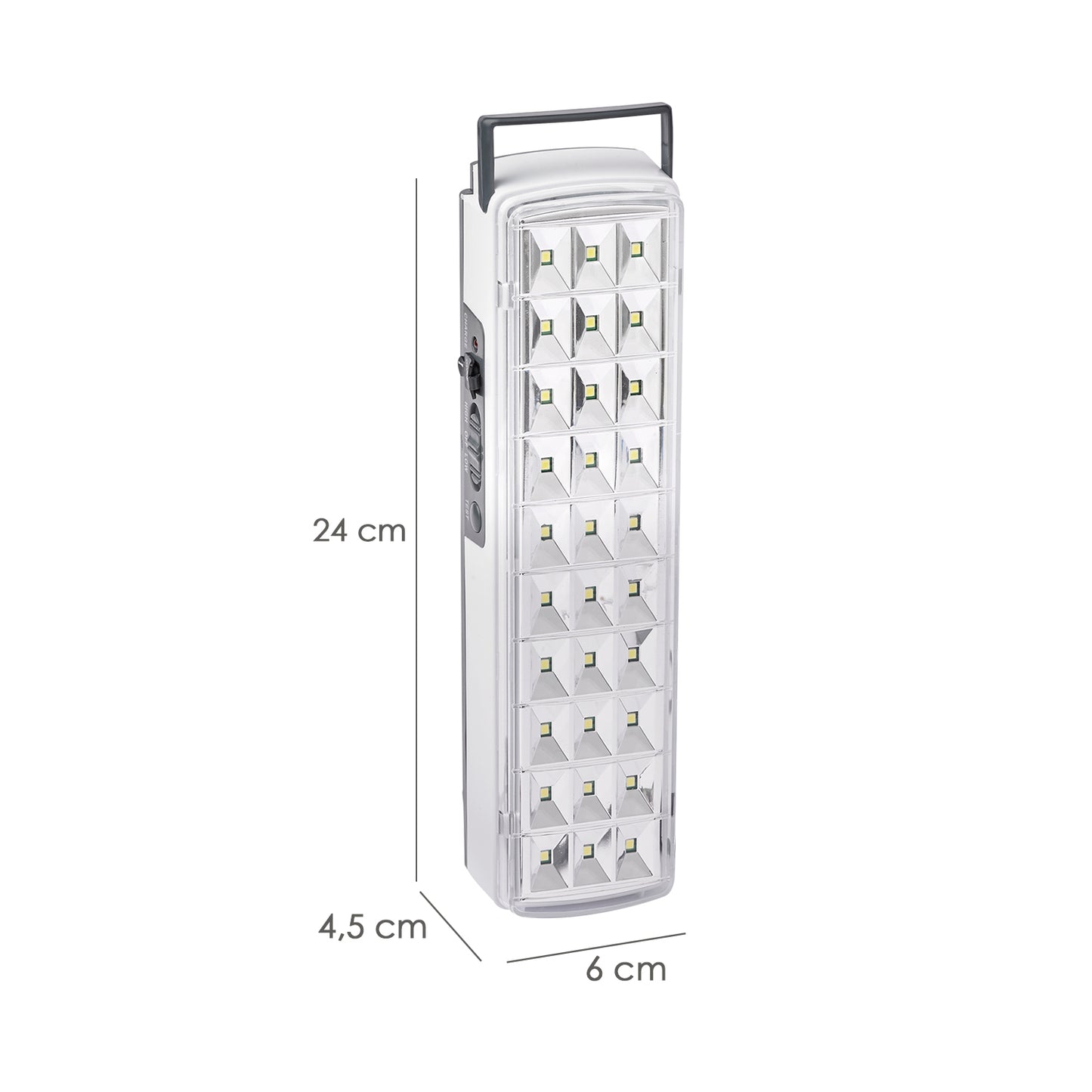 Lanterna LED / Lâmpada de Emergência com ficha / Recarregável (1.200 mAh) 150 Lumens com Alça e Carregador Veicular