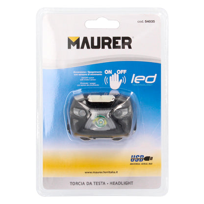 Lanterna frontal LED multifuncional com bateria recarregável (1.200 mAh) 120 lúmens com sensor de movimento