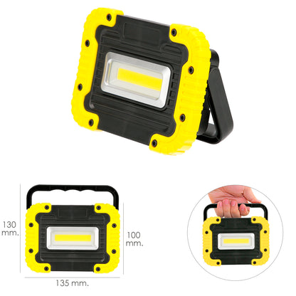 Lanterna de trabalho LED multifuncional recarregável de 2.000 mAh. / 10 W. / 500 Lumens / 4 Ímãs / Bateria Externa / Suporte 180º