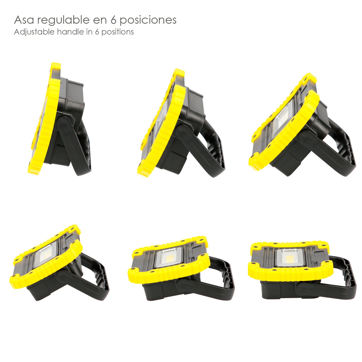 Lanterna de trabalho LED multifuncional recarregável de 2.000 mAh. / 10 W. / 500 Lumens / 4 Ímãs / Bateria Externa / Suporte 180º