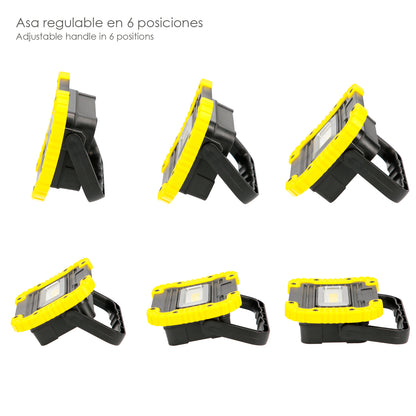 Lanterna de trabalho LED multifuncional recarregável de 2.000 mAh. / 10 W. / 500 Lumens / 4 Ímãs / Bateria Externa / Suporte 180º