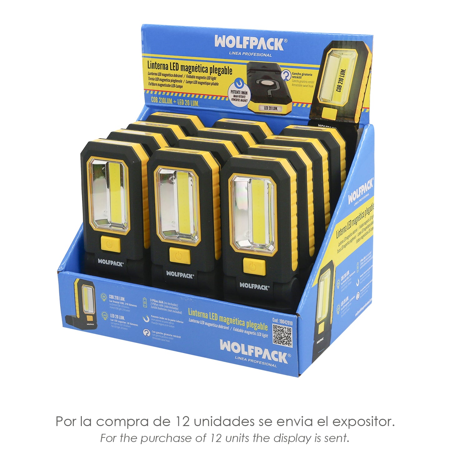 Linterna LED Profesional Multifunción Compacta Plegable A Pilas (3 AAA) 210 Lumenes 2 Modos de Iluminación Con Iman y Gancho