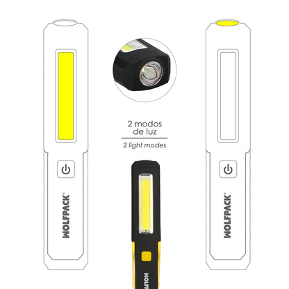 Linterna LED Multifunción Tipo Boligrafo Recargable (900 mAh) 200 Lumenes Con Iman, Gancho y Soporte Ajustable.