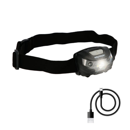 Linterna Led Frontal Cabeza Litio Usb Recargable. 3 modos de luz. 120 LUM. Sensor de encendido y apagado.