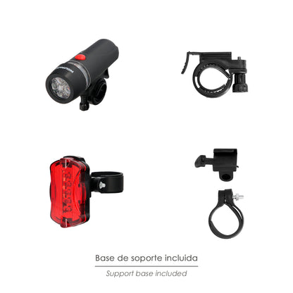 Kit Luces Led Delantera y Trasera Para Bicicleta / Patinete. Funcionamiento a Pilas.